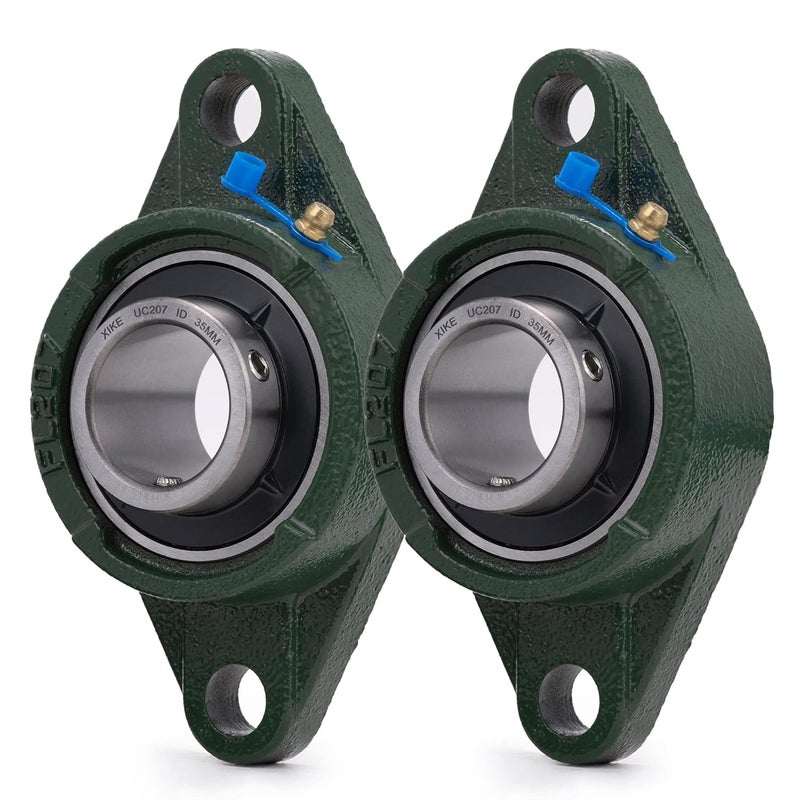 Xike 2 Pcs UCFL207 Bore 35 mm Pillow Block Flange Mounted Ball Bearings, Solid Cast Iron Base and Self Aligning Chrome Steel Sealed Bearings. - Image 1